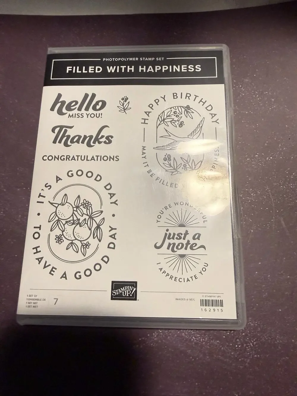 Stampin' Up! Filled With Happiness Photopolymer Stamp Set #162915 Complete
